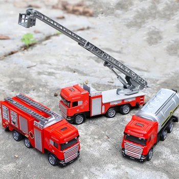 3 Vnt Diecast Gaisrinės Lydinio Fire Truck Žaislinius Automobilius Mini Modelis Žaislų Rinkinys Automobilį Pagalbos automobilis Priešgaisrinės Gelbėjimo Vaikams Berniukas