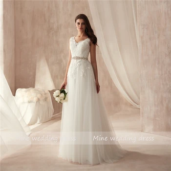 2021 Naują Atvykimo V-Kaklo Aukštos Kokybės Nėrinių Aplikacijos Vestuvių Suknelė Duobute Varčios A-Line Bridal Suknelės Vestido De Casamento
