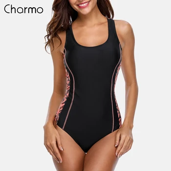 Charmo Vienas Gabalas Moterų Sporto maudymosi kostiumėlį, Sporto maudymosi Kostiumėliai, Paminkštintas Bikini Backless Paplūdimio Dėvėti Maudymosi Kostiumai Monokini vientisos spalvos kostiumas