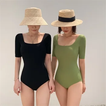 Vėjo 2020 Korėja Stiliaus Vientisi Maudymosi Kostiumėlį Moteris Vientisų Maudymosi Kostiumėliai, Trumpomis Rankovėmis Push Up Plaukti Kostiumas Backless Maudymosi Kostiumas