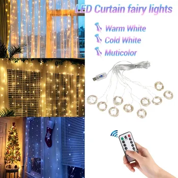 3M LED Kalėdų Užuolaidų Girliandą Kalėdų USB String Žibintai Linksmų Kalėdų Dekoracijos Namų Navidad 2021 Naujųjų Metų Dekoras