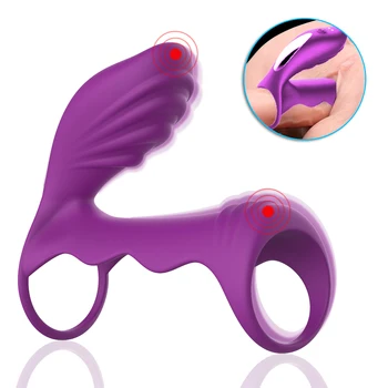 Silikoninis Vibruojantis Dvigubas Gaidys Žiedas Klitorio Vibratorius Poroms Sekso Žaislai 7 Vibracijos Varpos Žiedas Gaidys Vyrų Daley Ejakuliacija