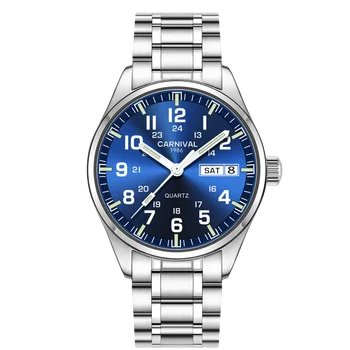 Šveicarija Karnavalas Prabangos Prekės ženklo Žiūrėti Vyrų Japonijos Kvarco Laikrodžiai, Šviesos Rankas Sapphire atsparus Vandeniui Plieno Vyrų Laikrodis C8638-1
