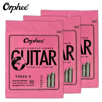 10 Rinkinių Orphee TX620-C Akustinės Gitaros Stygos Spalvinga Stygos Šešiakampe Anglinio Plieno, Bronzos Žaizdos 1-osios, 6 Stygos