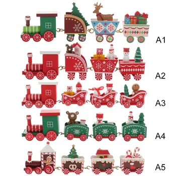 Kalėdų traukinukas dažytos medienos vaikas Šventinę atmosferą, žaislų, dovanų ornamentu Kalėdinė Dekoracija namuose naujųjų metų Kalėdų Traukinys Žaislą dovanų
