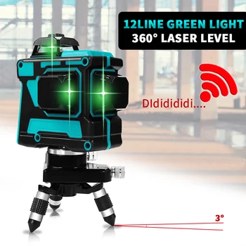 12 Linijos 3D Žalias Lazeris Lygio Horizontalus Ir Vertikalus Kirsti Linijas Patalpose ir Lauke