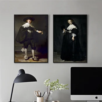 Kiaunė Soolmans ir Oopjen Coppit vestuvių pateikė Rembrandt Van Rijn, Žinomų Tapybos spausdinimo ant Drobės, Sienos Menas, Portreto Fotografavimas