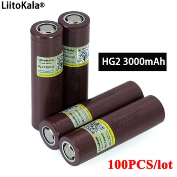 100VNT Naujas Originalus HG2 18650 3000mAh baterija 18650HG2 3,6 V išleidimo 20A skirta hg2 Galios daugkartinio Įkrovimo baterija