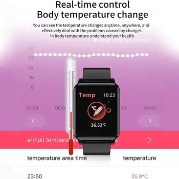 F54 Moterys Vyrai Smart Laikrodžiai Kūno Temperatūra Stebėti Smart Apyrankę IP68 Vandeniui Širdies ritmo Smartwatch 