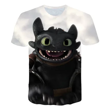 2020 metų vasaros 2-14Yrs amžiaus Vaikų marškinėliai, Kaip Traukinio Jūsų Drakonas Animacinių filmų 3D spausdinimo T-Shirt Vasaros Drabužių berniukas viršūnės