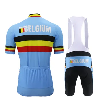 2019 Belgijos dviračių džersis nustatyti ropa Ciclismo dviratį nešioti jersey rinkinys vyrams trumpomis rankovėmis ir juodi šortai, kombinezonai su antkrūtiniais Gelio Padas MTB