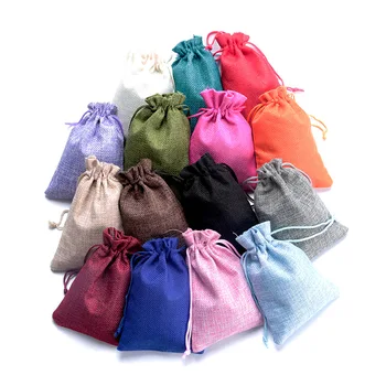 50 vnt Vintage Stiliaus rankų darbo spalva natūrali už kanapės Lino Papuošalai Kelionės saugojimo Dėklas Mini Saldainiai džiuto Pakavimo Maišeliai Dovanų maišelis