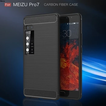 Bova anglies pluošto šarvai Atveju Meizu Pro 7 / Pro 7 Plius TPU Silikono Atveju-Ultra plonas, Minkštas Viršelis Atveju Matinis Coque fundas