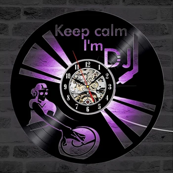 Aš esu DJ Vinilo Įrašas Sieninis Laikrodis Vintage CD Laikrodis, Puiki Dovana Kūrybos Šiuolaikinio Namų Dekoro Silent Kabo LED Sieninis Laikrodis