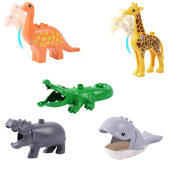 50-10vnt Gyvūnų Didelių Dalelių tinka Gyvūnų figūros Miesto Zoologijos sodo Modelį, Statyba Blokai, Plytos, Vaikų Žaislai 