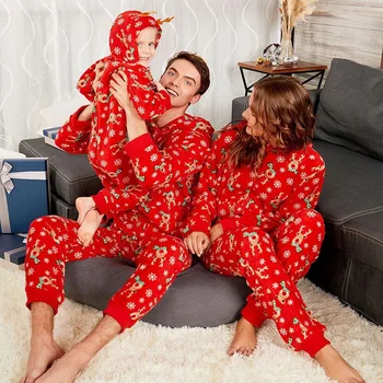 Kalėdų Tėvų-vaikų Sleepwear Vaikas Motinos Ir Tėvo Nighty Rinkiniai Briedžių Šeimos Modelis Pižama Kalėdų Tėvų-Vaikų Siamo