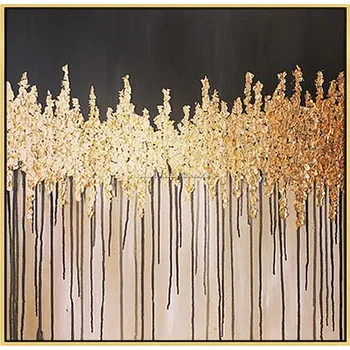 Aukso medžio, akrilo tapybos ant drobės quadros cuadros apdailos aukso lapų tekstūros, sienos menas nuotraukas kambarį namų dekoro