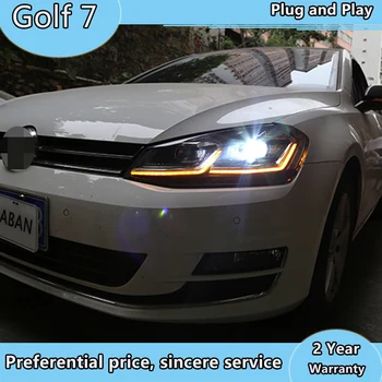 Automobilio Stilius VW Golf 7 MK7 LED Žibintų Golf7 DRL Hid Dinaminių Signalų Žibintas Bi-Xenon žibintų Priedai