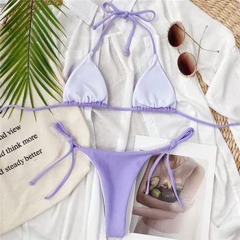 Para Praia Kietas Micro Bikini Komplektas 2020 M Sexy Tvarstį, Maudymosi Kostiumą, Moterims, Diržas Apynasrio Maudymosi Kostiumėlį Brazilijos Bikini Brazilijos Maudymosi Kostiumėliai