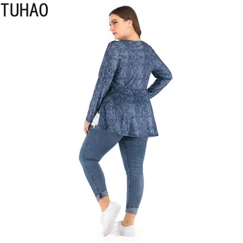 TUHAO 2020 Plus Size 5XL 3XL 4XL MOTERŲ Palaidinė Marškinėliai Didelio Dydžio Atsitiktinis Viršūnių Pavasario Nėrinius, Drabužių Femininas Blusas didelis dydis WM80