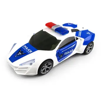 Bump & Go Elektros Policijos Automobilį Live Action Deformacijos Žaislas su Šviesos ir Garsai 77HD