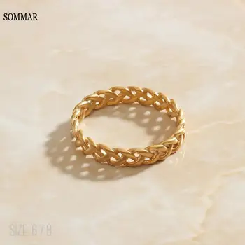 SOMMAR Naujų Pardavimo Aukso spalvos, dydis 6 7 8 vyrų\ \ 's žiedai moterų Geometrinis Twist kainos eurais Bižuterija