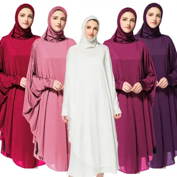 Arabų Musulmonų Moterų Maldos Drabužiu Šikšnosparnių Rankovėmis Su Gobtuvu Garbinti Thobe Suknelė Maldos Artimuosiuose Rytuose Islamo Skraiste Abaja Melstis Suknelė, Hijab