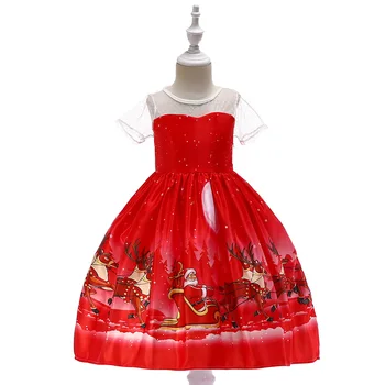 Merginos Kalėdų Dress Vaikai Santa Clus Modelis Cosplay Kostiumas Vaikams Naujųjų Metų Vakarą Šalies Kamuolys Suknelė Raudona Apranga Vestidos