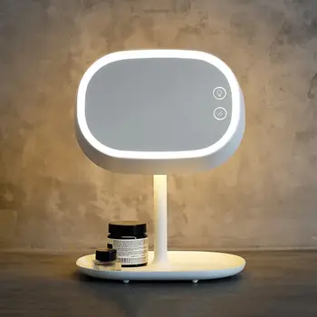 Įkraunamą Jutiklinį Ekraną Apšviesta Makiažo Veidrodis LED Naktiniai staleliai, Lempa Stalo Stovi Kosmetikos Veidrodį Naktį Šviesos