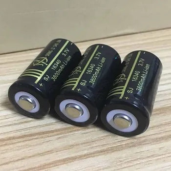 DING LI SHI JIA Nauji 2vnt 16340 Įkraunama ličio baterija 3800mAh), 3,7 V Lazerio pen raudona ir žalia eksterjero linijos baterija