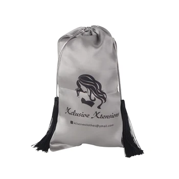 Logotipą parduotuvę pavadinimą Mergelių plaukų pluoštas pratęsimo pakavimo krepšiai, Individualų Luxuary kutas šilko satino maišeliai plaukų pakuotė