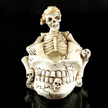 HeyMamba Gotikos Žmogaus Kaukolė Statula Peleninę Derva, Pelenai Turėtojas Kaukolės Skeletas Galvos Skulptūra