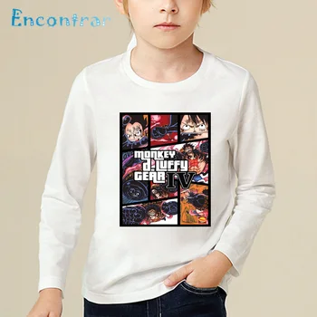 Vaikai Anime One Piece Spausdinti Juokingi marškinėliai Berniukams ir Mergaitėms Animacinių filmų Luffy&Chopper Dizainas, Stalviršiai, Vaikų Long Sleeve T-shirt,LKP4391