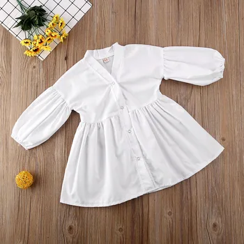 Vaikiška mergaitė Sluoksniuotos Rankovėmis kietos baltos spalvos marškinėliai vaikams baby girl ilgomis rankovėmis rudenį top marškinėliai su diržu