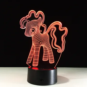 3D Mano Mažai Pony Naktį Šviesos Stalo LED Nakties Šviesos Kūrybos Spalvinga Gradiento Atmosferos Vaiką Kūdikio Draugas Touch Lempų Apšvietimas