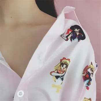 Naujas Sailor Moon Cosplay Kawaii Negabaritinių Palaidinė Harajuku Top Anime Moterų Mergina trumpas rankovės marškinėliai Saturnas Venera, Neptūnas Uranusv