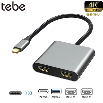 USB C Tipo Stebulės Dual 4K HD HDMI-USB PD Mokestis Port USB-C Docking Station Paramos Dvejopo Ekrano 