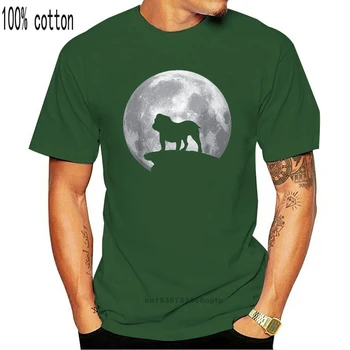 Senųjų Anglų Buldogų Ir Mėnulis T-Shirt Senųjų Anglų Buldogų Šunų Mados, Stiliaus Raštais Vyrų Crewneck Tees Nuolaida T Shirts