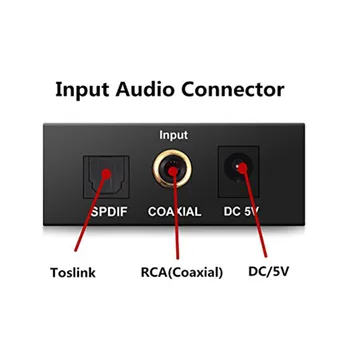 3.5 mm Dual RCA Dekoderis Skaitmeninio į Analoginį Stereo Audio Converter Optinio Pluošto Bendraašius Signalą į Kairę, į Dešinę Kanalą SPDIF Adapteris