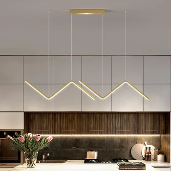 Artpad Modernios LED Pakabukas Apšvietimo Virtuvės Sala Kambarį Bangos Formos Kabinti Šviesiai Juoda/ Aukso Geležies meno Lempa, Šviestuvas, 26W