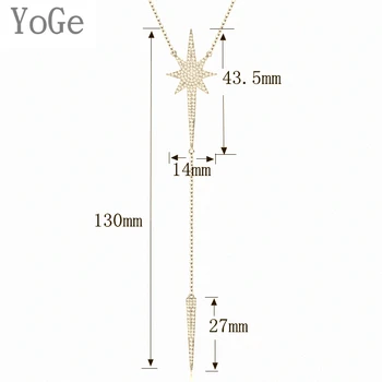 YoGe pareiškimą Vestuvių&Šaliai, Papuošalai Moterims,P0926G Prabanga AAA CZ Hexagram su kūgio formos ilgai pendantnecklace