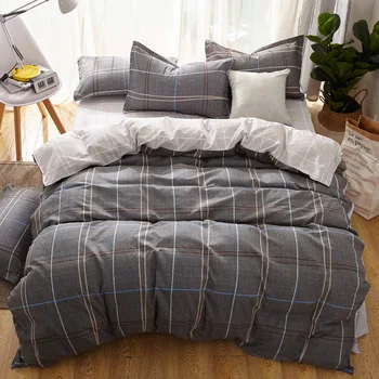 2020 Naujas pilka patalynės komplektas stripe patalyne, 3/4pcs lovos užvalkalai antklode padengti+plokščias lapas+užvalkalas mados lova nustatyti sweet home dangtis