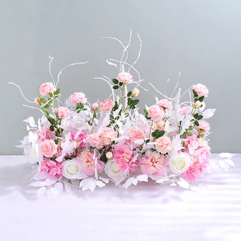 1m vestuvių plunksnų gėlių eilės susitarimą T etape fone arkos dekoras kelių švino flores artificiales vitrinos gėlių sienos