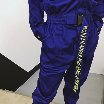 Jumpsuit Vyrams, ilgomis Rankovėmis Vieną darbo drabužių Streetwear Kelnės Mados Atsitiktinis Palaidų Jumpsuits Vyrų Hip-Hop Įrankiai Kelnės YT5080