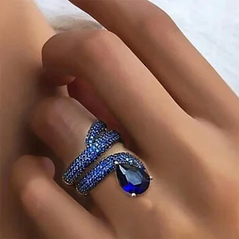 Prabanga Mikro Nutiesti Mėlyna Žalia Vandens Lašas CZ Stone Likvidavimo Žiedas Moterims Moteriški Santuokos Šalis Sužadėtuvių Žiedai Madinga Papuošalai Dovana