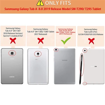 Samsung Galaxy Tab 8.0 2019 Atveju kokybės Odos Folio Stand Case Cover For Galaxy Tab 8.0 colių SM-T290 T295 2019 Tablet