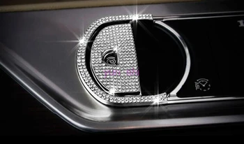 3 spalvos metalas + dirbtinių kristalų Automobilio elektroninių jungiklis rankinio stabdžio apdaila blizgančiais lipdukas automobilio stiliaus For jaguar XF XJL XJ
