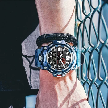 SMAEL Prekės Vyrų Sporto Laikrodžiai Dvigubas Ekranas Analoginis Skaitmeninis LED Elektroniniai Kvarciniai Laikrodžiai Vandeniui Plaukimo Karinės Žiūrėti