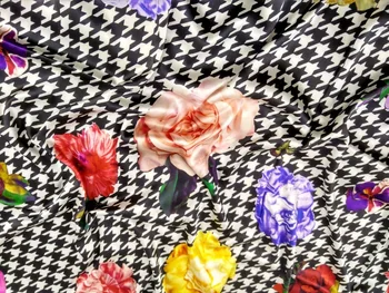Mados tissu kratinys houndstooth Austi šilko satino Audinio Sunkiųjų Medžiagos Šluostės Palaidinė, Suknelė gėlių Spaudinių Medžiaga Tekstilės
