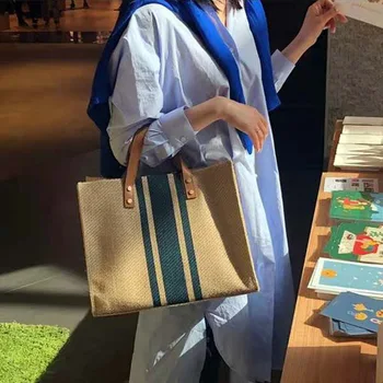 2019 Prekės Dizaineris Ponios rankinės Mados drobės Moters Rankinėje Šiaudų Audimo moterų Krepšys Atsitiktinis Peties paplūdimio krepšiai